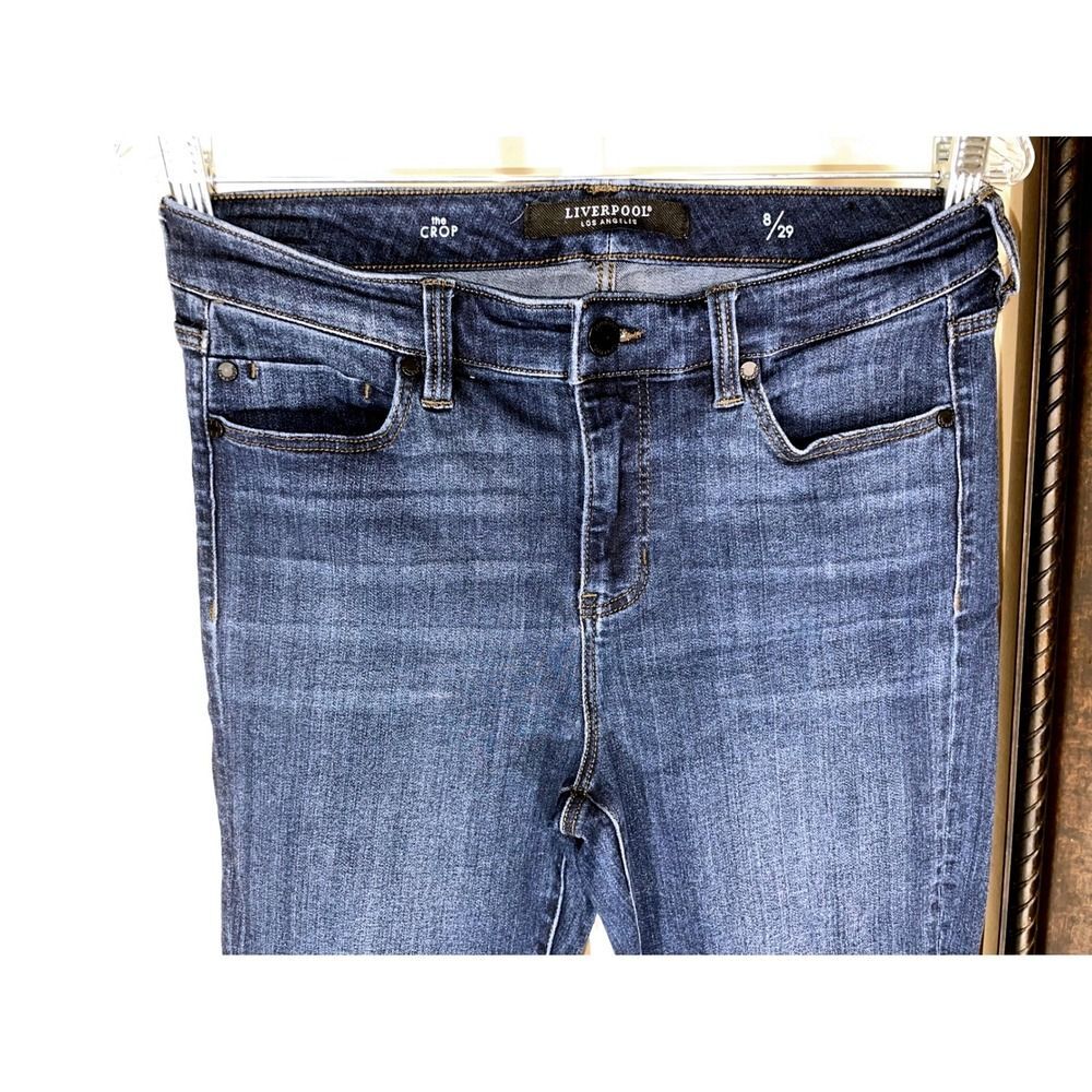 Crop Cuffed Mid Rise Jeans W/8 Liverpool Doheny Dark Blue LN - Picture 4 of 14